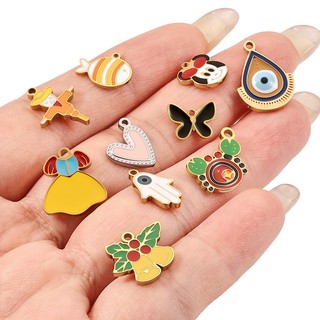 Đánh Bóng Thép Không Gỉ Hoạt Hình Bướm Mặt Dây Chuyền Tự Làm Trang Sức Màu Sắc Phụ Kiện Chuông Vàng 18k Quyến Rũ