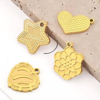Được đánh bóng bằng thép không gỉ hình trái tim Mặt dây chuyền tự làm Trang sức mạ vàng 18k Phụ kiện quyến rũ hoa