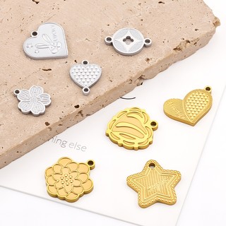 Được đánh bóng bằng thép không gỉ hình trái tim Mặt dây chuyền tự làm Trang sức mạ vàng 18k Phụ kiện quyến rũ hoa