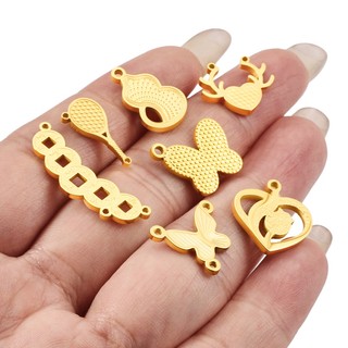 Mặt dây chuyền vàng bằng thép không gỉ được đánh bóng Phụ kiện trang sức tự làm Bùa bướm xốp