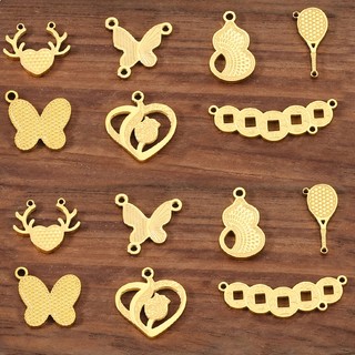 Mặt dây chuyền vàng bằng thép không gỉ được đánh bóng Phụ kiện trang sức tự làm Bùa bướm xốp