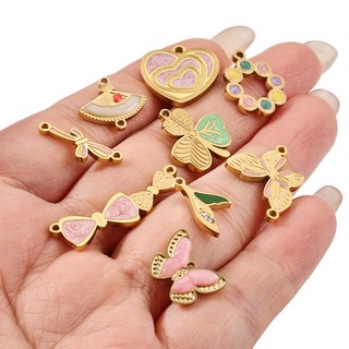 Mặt dây chuyền bướm màu thép không gỉ được đánh bóng Phụ kiện trang sức tự làm Vàng 18k Tình yêu nàng tiên cá quyến rũ
