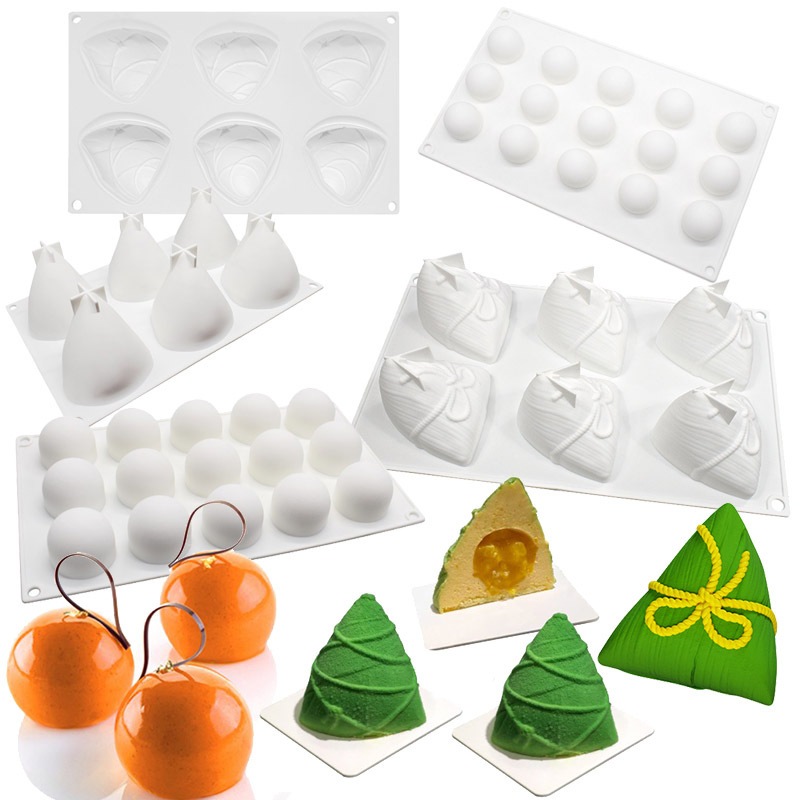 6 Khoang Thuyền Rồng Lễ Hội Zongzi Mousse Khuôn Silicon Sô Cô La Mousse Bánh Khuôn Thơm Nến Thạch Cao Khuôn Làm Bánh DIY- * * *