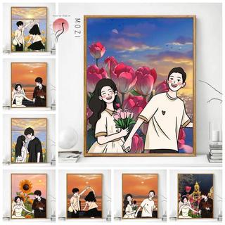 MOZI ✨40 * 50cm / 30 * 40cm cặp đôi tranh số hóa tranh tô màu theo số tranh sơn dầu số hoá bộ tô màu theo số tranh sơn dầu số hoá tranh số hóa theo yêu cầu tranh tô màu theo số theo yêu cầu