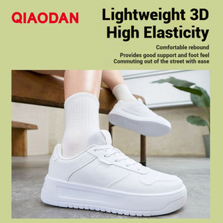 Qiaodan Giày Nữ Trắng Tăng Đa Năng Nhẹ Thoải Mái Mềm QXL052252552R
