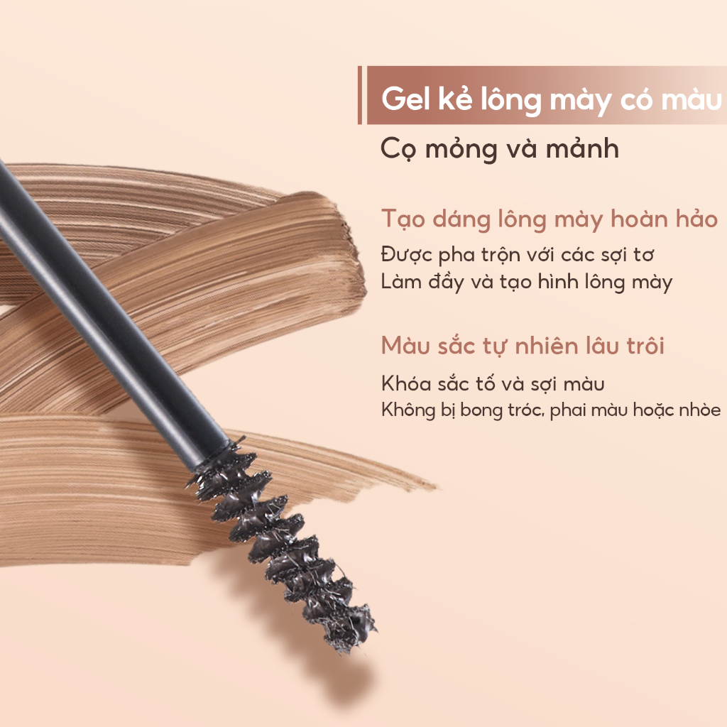 FelinWel - Bút Kẻ Chân Mày 2 Đầu (Dạng Lỏng + Gel Màu) Không Thấm Nước Lâu Trôi, Thuần Chay, Dễ Dùng Cho Người Mới