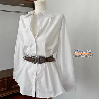 Áo sơ mi nữ dài tay dáng rộng phong cách Hàn Quốc