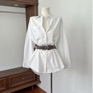 Áo sơ mi nữ dài tay dáng rộng phong cách Hàn Quốc