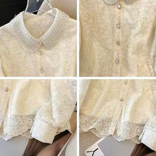 Áo sơ mi dài tay ren dáng rộng phong cách Hàn Quốc dành cho nữ