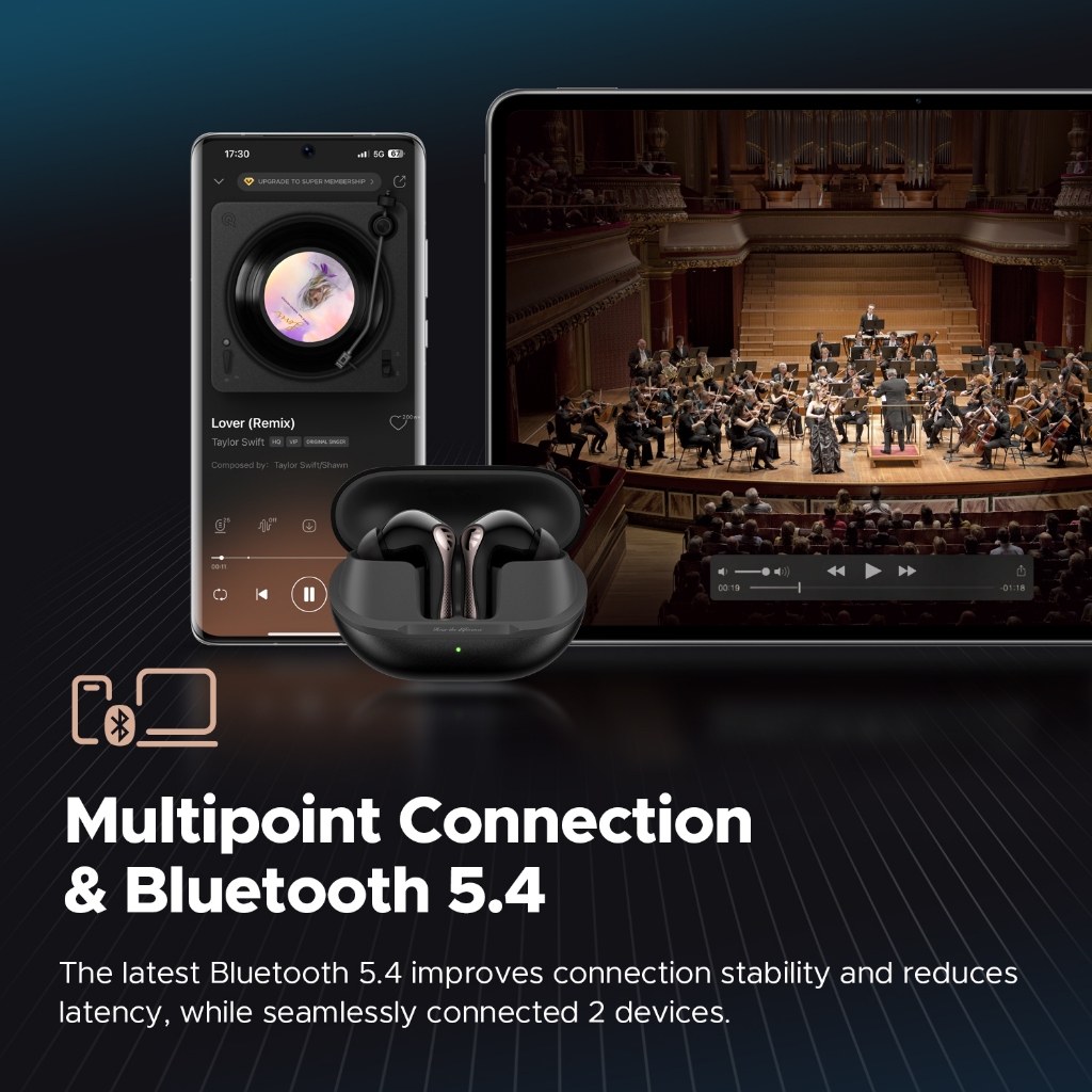 Ảnh Tai nghe nhét tai SoundPEATS Air5 Pro Bluetooth 5.4 Tai nghe nhét tai ANC Khử tiếng ồn chủ động APTX LDAC Kết nối nhiều điểm 3