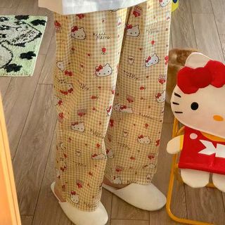 M-5XL Quần Size Lớn Nữ Xuân Hè Quần Pyjama KT Cat 40-150kg Có Thể Mặc HelloKitty Home Pyjama Quần Quần Rời Hoạt Hình Dễ Thương Anime Quần Cong Thường Ngày Quần Hoa
