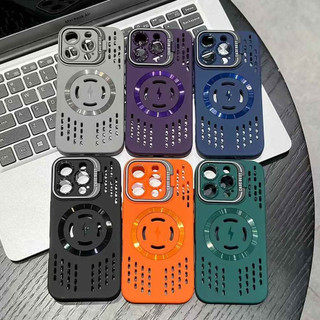 Ốp Điện Thoại Sang Trọng Từ Tính Giá Đỡ Tản Nhiệt Silicon Mềm Ốp lưng iPhone 17 16 15 14 13 12 11 Pro Max Ốp Lưng
