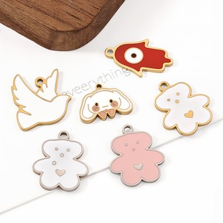 Được đánh bóng bằng thép không gỉ Phim hoạt hình Gấu Mặt dây chuyền diy Phụ kiện trang sức Vàng 18k Tình yêu Cinnamoroll Charms