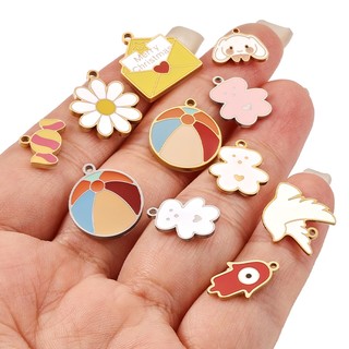 Được đánh bóng bằng thép không gỉ Phim hoạt hình Gấu Mặt dây chuyền diy Phụ kiện trang sức Vàng 18k Tình yêu Cinnamoroll Charms