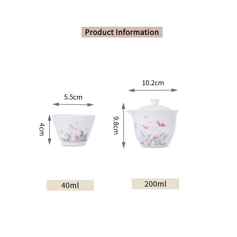 ✨Bộ trà du lịch Suet Jade & Một nồi Ba cốc & Túi xách tay & Ấm trà di động ngoài trời