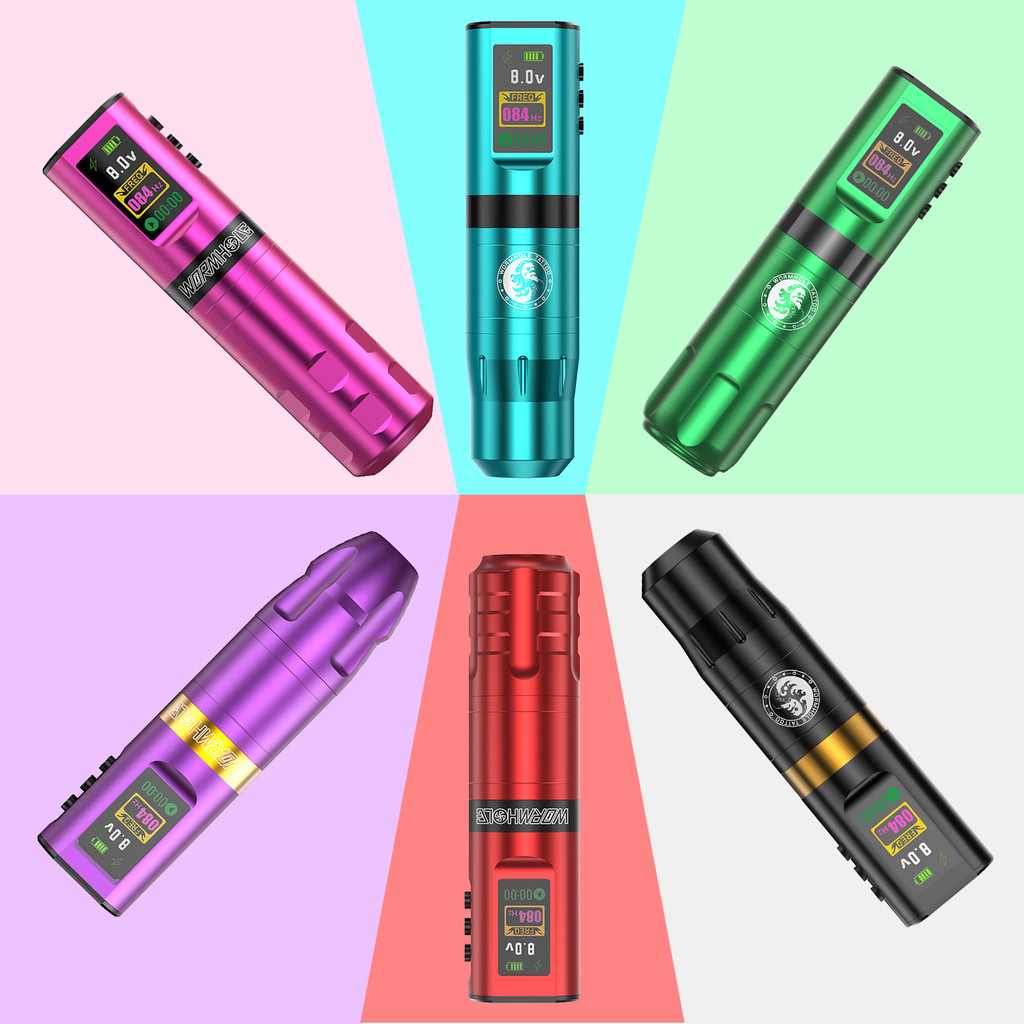 Súng xăm Wormhole Bút máy xăm không dây chuyên nghiệp với nguồn hình xăm 1800mAh