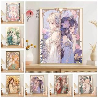 MOZI Tranh tô màu số hóa 40x50cm/30x40cm Mười hai vị thần hoa, tranh sơn dầu số hóa theo yêu cầu