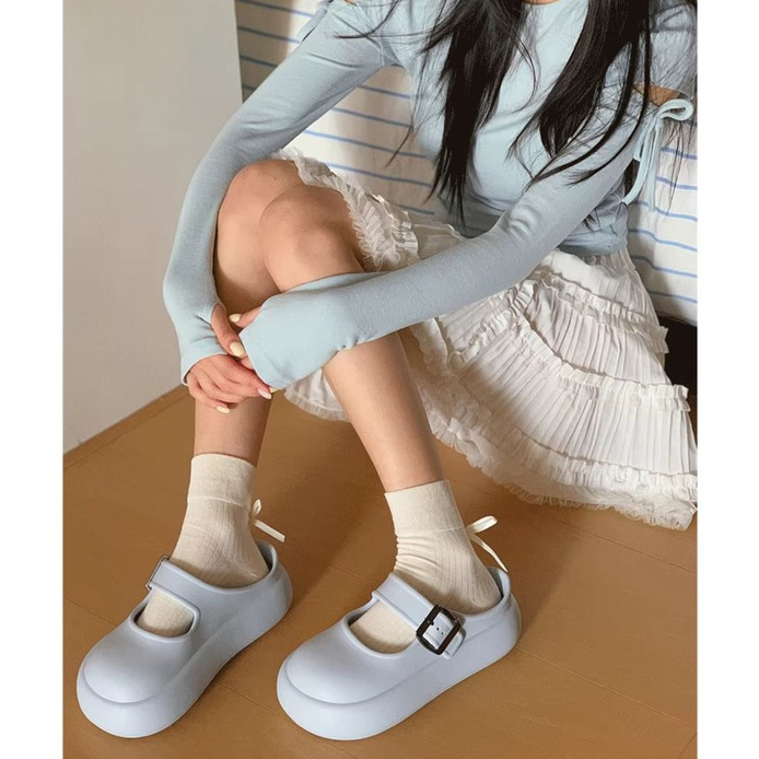 Dép xỏ ngón chân 4,5CM Giày Mary Jane Giày y tá Giày sandal mũi vừa vặn Dép đi ngoài trời Dép đế dày thông thường EVA Nhẹ Chống @ -