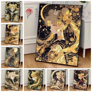 MOZI ✨40 * 50cm / 30 * 40cm Thủy Thủ Mặt Trăng Sơn Dầu Kỹ Thuật Số Tự Làm Đầy Tranh Sơn Màu Tranh Handmade Tranh Kỹ Thuật Số Tranh Acrylic Tranh Sơn Dầu Tranh Trang Trí