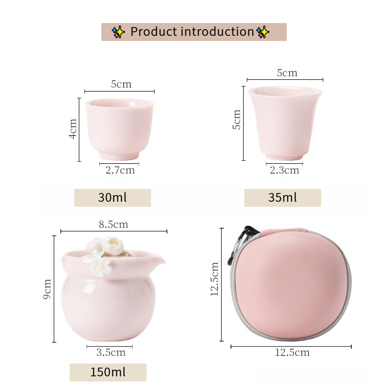 3D Pinch Hoa Nữ Du Lịch Trà Bộ Ngoài Trời Di Động Cắm Trại Bảo Quản Túi Gốm Nhanh Cốc Trà Ấm Trà Hộ Gia Đình Trà Nhỏ Bộ