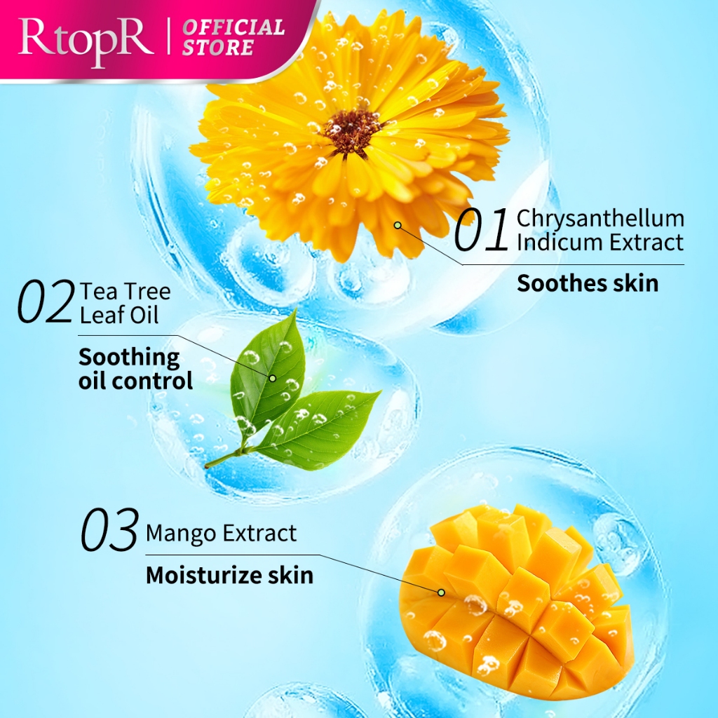 RtopR Set sản phẩm lột mụn đầu đen gồm serum + 50 giấy lột mụn cho mũi 10ml RtopR Mango Blackhead Remover Mask Deep Cleans Pores 10ml+50pcs paper