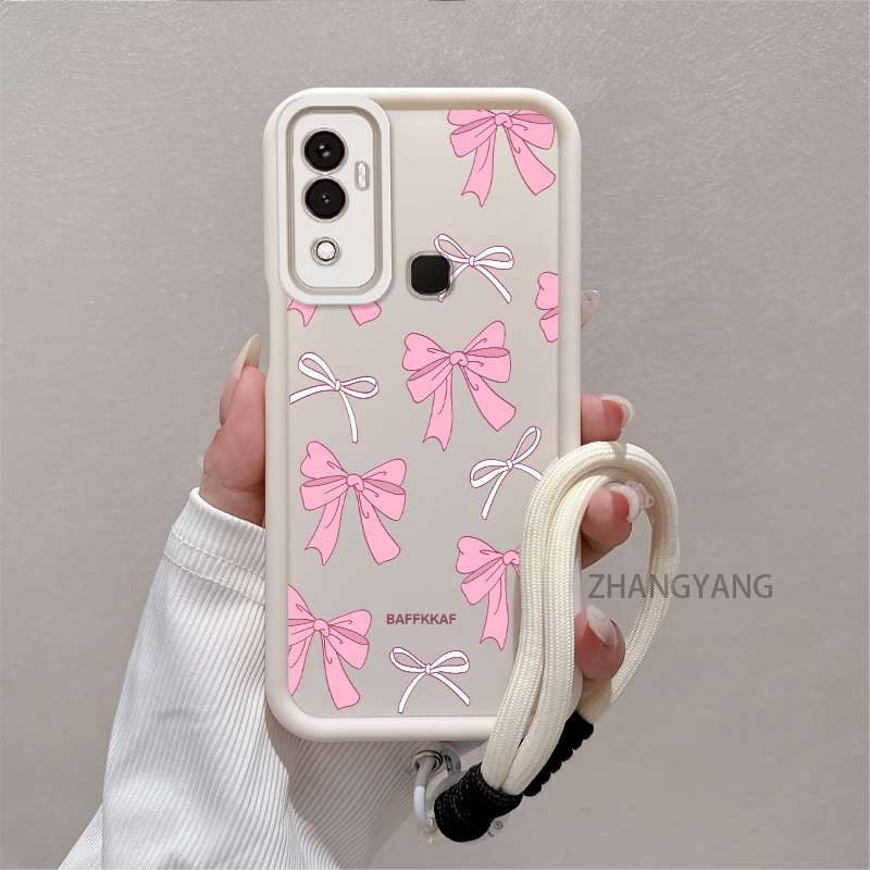 Ốp Lưng Cho infinix Nóng 12 Chơi Nóng 12i Nóng 12 Silicon TPU Chống Rơi Vỏ Điện Thoại Thẩm Mỹ Hoạt Hình Dễ Thương Hoa Văn Nơ Màu Hồng Trắng Thiết Kế Mới Cho Bé Gái