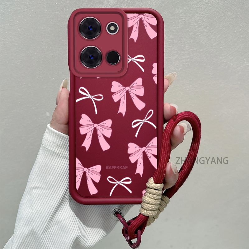 Ốp Lưng Cho itel A60 A60s Silicone TPU Chống Rơi Vỏ Điện Thoại Thẩm Mỹ Hoạt Hình Dễ Thương Hoa Văn Nơ Màu Hồng Trắng Thiết Kế Mới Cho Bé Gái