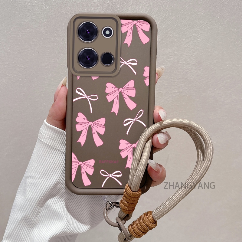 Ốp Lưng Cho itel A60 A60s Silicone TPU Chống Rơi Vỏ Điện Thoại Thẩm Mỹ Hoạt Hình Dễ Thương Hoa Văn Nơ Màu Hồng Trắng Thiết Kế Mới Cho Bé Gái