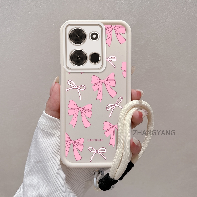 Ốp Lưng Cho itel A60 A60s Silicone TPU Chống Rơi Vỏ Điện Thoại Thẩm Mỹ Hoạt Hình Dễ Thương Hoa Văn Nơ Màu Hồng Trắng Thiết Kế Mới Cho Bé Gái