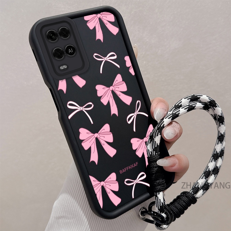 Ốp Lưng Cho OPPO A54 Silicone TPU Chống Rơi Vỏ Điện Thoại Thẩm Mỹ Hoạt Hình Dễ Thương Hoa Văn Nơ Màu Hồng Trắng Thiết Kế Mới Cho Bé Gái