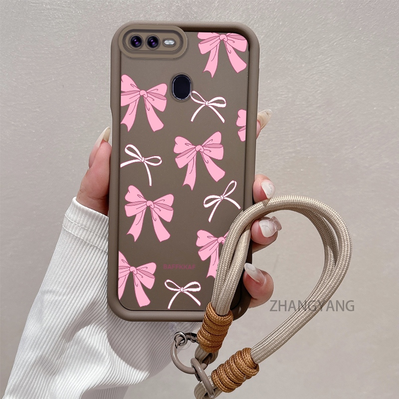 Ốp Lưng Cho OPPO A5s A12 A7 F9 Silicone TPU Chống Rơi Vỏ Điện Thoại Thẩm Mỹ Hoạt Hình Dễ Thương Họa Tiết Nơ Màu Hồng Trắng Thiết Kế Mới Cho Bé Gái