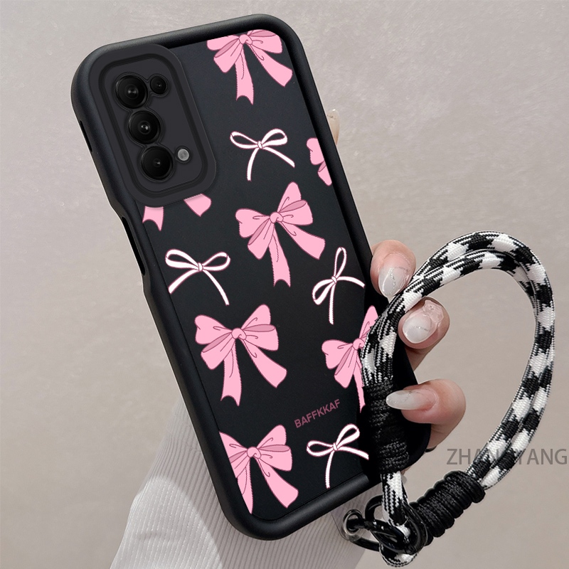 Ốp Lưng Cho OPPO Reno 5 Reno 4 4G Silicone TPU Chống Rơi Vỏ Điện Thoại Thẩm Mỹ Hoạt Hình Dễ Thương Họa Tiết Nơ Màu Hồng Trắng Thiết Kế Mới Cho Bé Gái