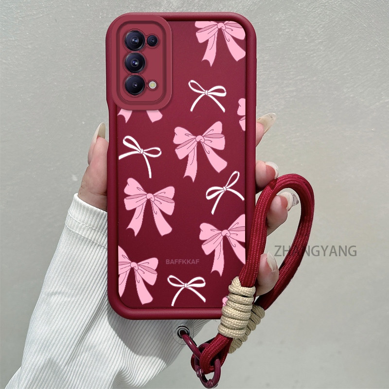 Ốp Lưng Cho OPPO Reno 5 Reno 4 4G Silicone TPU Chống Rơi Vỏ Điện Thoại Thẩm Mỹ Hoạt Hình Dễ Thương Họa Tiết Nơ Màu Hồng Trắng Thiết Kế Mới Cho Bé Gái