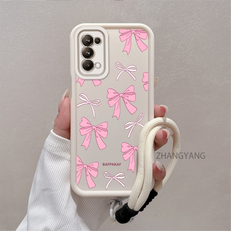 Ốp Lưng Cho OPPO Reno 5 Reno 4 4G Silicone TPU Chống Rơi Vỏ Điện Thoại Thẩm Mỹ Hoạt Hình Dễ Thương Họa Tiết Nơ Màu Hồng Trắng Thiết Kế Mới Cho Bé Gái