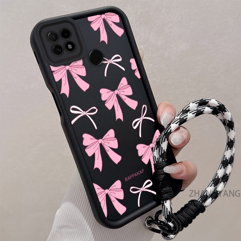 Ốp Lưng Cho POCO C40 Silicone TPU Chống Rơi Vỏ Điện Thoại Thẩm Mỹ Hoạt Hình Dễ Thương Họa Tiết Nơ Hồng Trắng Thiết Kế Mới Cho Bé Gái
