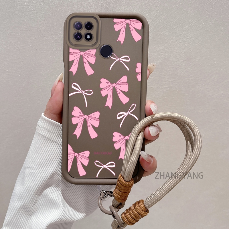 Ốp Lưng Cho POCO C40 Silicone TPU Chống Rơi Vỏ Điện Thoại Thẩm Mỹ Hoạt Hình Dễ Thương Họa Tiết Nơ Hồng Trắng Thiết Kế Mới Cho Bé Gái