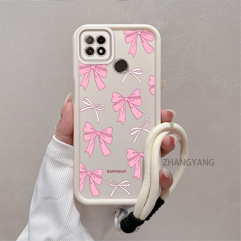 Ốp Lưng Cho POCO C40 Silicone TPU Chống Rơi Vỏ Điện Thoại Thẩm Mỹ Hoạt Hình Dễ Thương Họa Tiết Nơ Hồng Trắng Thiết Kế Mới Cho Bé Gái