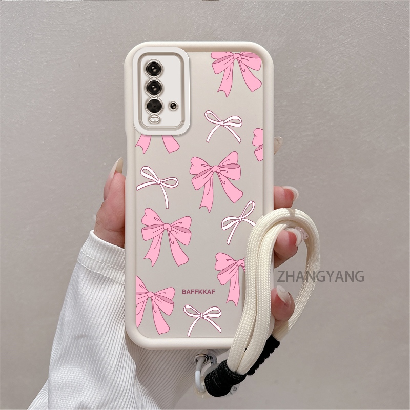 Ốp Lưng Cho Redmi 9T Silicone TPU Chống Rơi Vỏ Điện Thoại Thẩm Mỹ Hoạt Hình Dễ Thương Hoa Văn Nơ Màu Hồng Trắng Thiết Kế Mới Cho Bé Gái