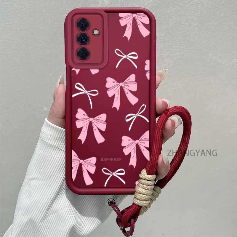 Ốp Lưng Cho Samsung A04S A05S Silicone TPU Chống Rơi Vỏ Điện Thoại Thẩm Mỹ Hoạt Hình Dễ Thương Họa Tiết Nơ Màu Hồng Trắng Thiết Kế Mới Cho Bé Gái