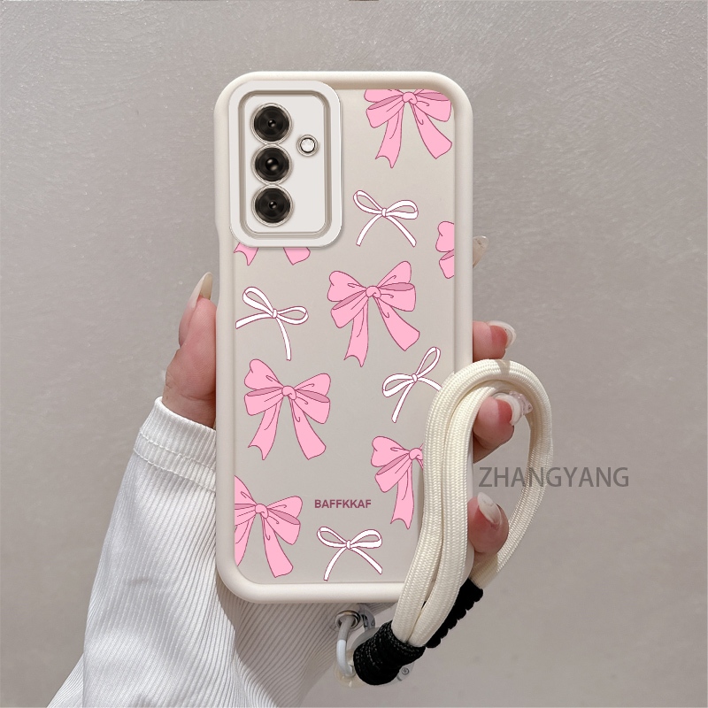 Ốp Lưng Cho Samsung A04S A05S Silicone TPU Chống Rơi Vỏ Điện Thoại Thẩm Mỹ Hoạt Hình Dễ Thương Họa Tiết Nơ Màu Hồng Trắng Thiết Kế Mới Cho Bé Gái