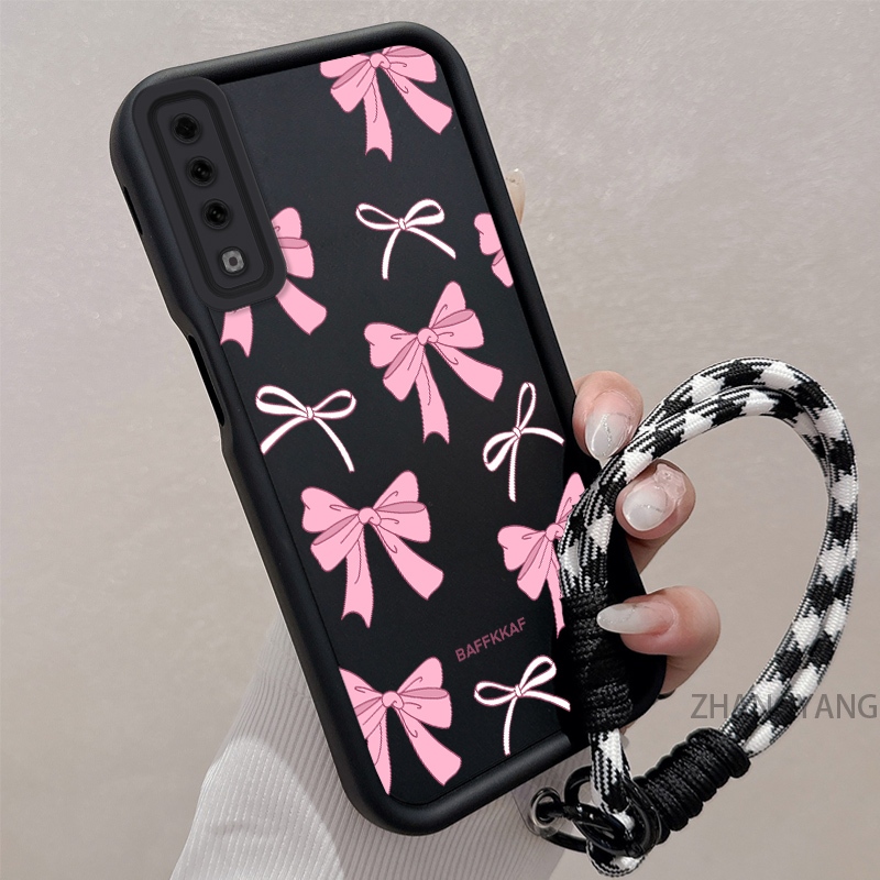 Ốp Lưng Cho Samsung A7 2018 A50 A50s A30s A70 A750 Silicone TPU Chống Rơi Vỏ Điện Thoại Thẩm Mỹ Hoạt Hình Dễ Thương Họa Tiết Nơ Màu Hồng Trắng Thiết Kế Mới Cho Bé Gái
