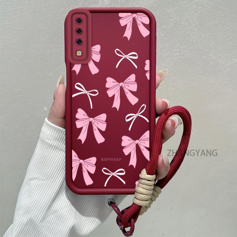 Ốp Lưng Cho Samsung A7 2018 A50 A50s A30s A70 A750 Silicone TPU Chống Rơi Vỏ Điện Thoại Thẩm Mỹ Hoạt Hình Dễ Thương Họa Tiết Nơ Màu Hồng Trắng Thiết Kế Mới Cho Bé Gái