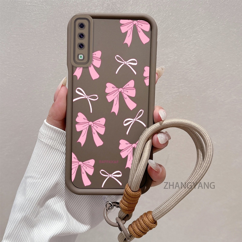 Ốp Lưng Cho Samsung A7 2018 A50 A50s A30s A70 A750 Silicone TPU Chống Rơi Vỏ Điện Thoại Thẩm Mỹ Hoạt Hình Dễ Thương Họa Tiết Nơ Màu Hồng Trắng Thiết Kế Mới Cho Bé Gái