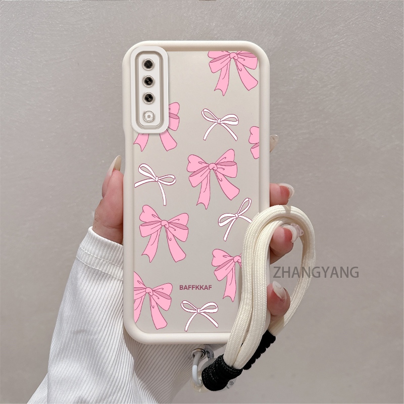 Ốp Lưng Cho Samsung A7 2018 A50 A50s A30s A70 A750 Silicone TPU Chống Rơi Vỏ Điện Thoại Thẩm Mỹ Hoạt Hình Dễ Thương Họa Tiết Nơ Màu Hồng Trắng Thiết Kế Mới Cho Bé Gái