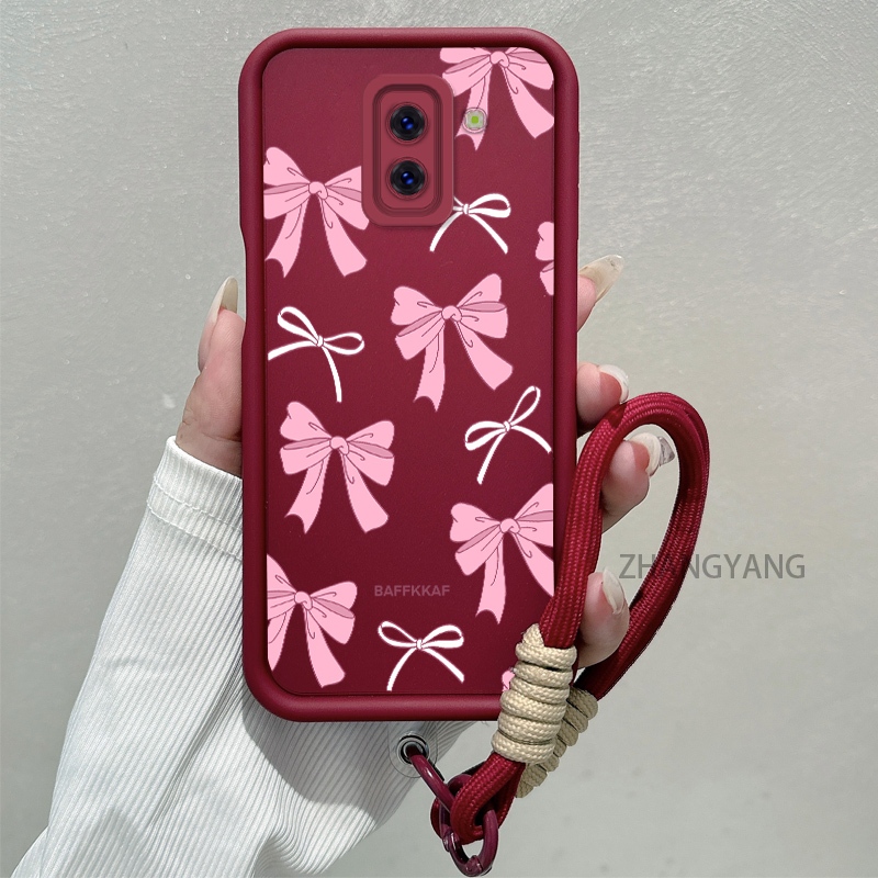 Ốp Lưng Dành Cho Samsung J6 Plus 2018 J6 Plus J6 Prime Silicone TPU Chống Rơi Vỏ Điện Thoại Thẩm Mỹ Hoạt Hình Dễ Thương Họa Tiết Nơ Màu Hồng Trắng Thiết Kế Mới Cho Bé Gái
