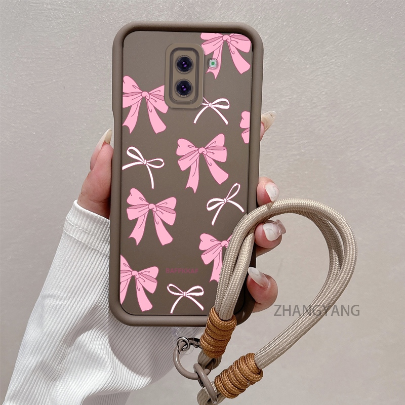 Ốp Lưng Dành Cho Samsung J6 Plus 2018 J6 Plus J6 Prime Silicone TPU Chống Rơi Vỏ Điện Thoại Thẩm Mỹ Hoạt Hình Dễ Thương Họa Tiết Nơ Màu Hồng Trắng Thiết Kế Mới Cho Bé Gái