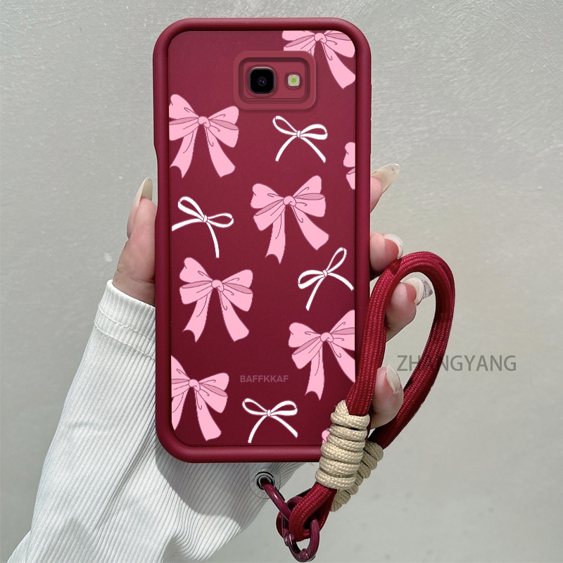 Ốp Lưng Cho Samsung J7 Prime Silicone TPU Chống Rơi Vỏ Điện Thoại Thẩm Mỹ Hoạt Hình Dễ Thương Hoa Văn Nơ Màu Hồng Trắng Thiết Kế Mới Cho Bé Gái