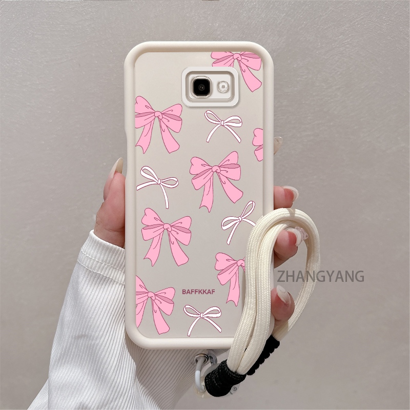 Ốp Lưng Cho Samsung J7 Prime Silicone TPU Chống Rơi Vỏ Điện Thoại Thẩm Mỹ Hoạt Hình Dễ Thương Hoa Văn Nơ Màu Hồng Trắng Thiết Kế Mới Cho Bé Gái