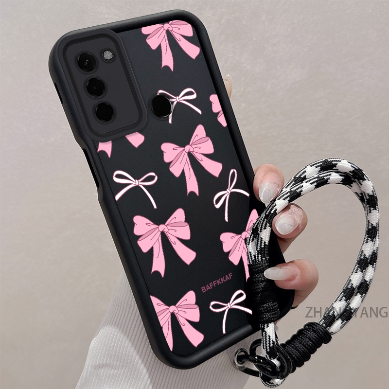 Ốp Lưng Cho Tecno spark 8c spark 9 spark Go 2022 Silicone TPU Chống Rơi Vỏ Điện Thoại Thẩm Mỹ Hoạt Hình Dễ Thương Họa Tiết nơ Hồng Trắng Thiết Kế Mới Cho Bé Gái