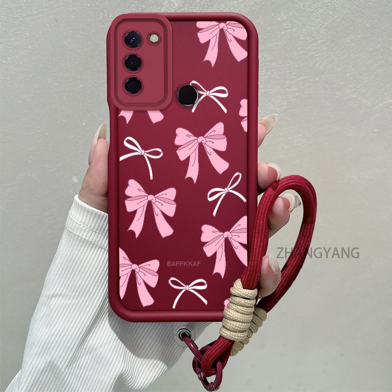 Ốp Lưng Cho Tecno spark 8c spark 9 spark Go 2022 Silicone TPU Chống Rơi Vỏ Điện Thoại Thẩm Mỹ Hoạt Hình Dễ Thương Họa Tiết nơ Hồng Trắng Thiết Kế Mới Cho Bé Gái